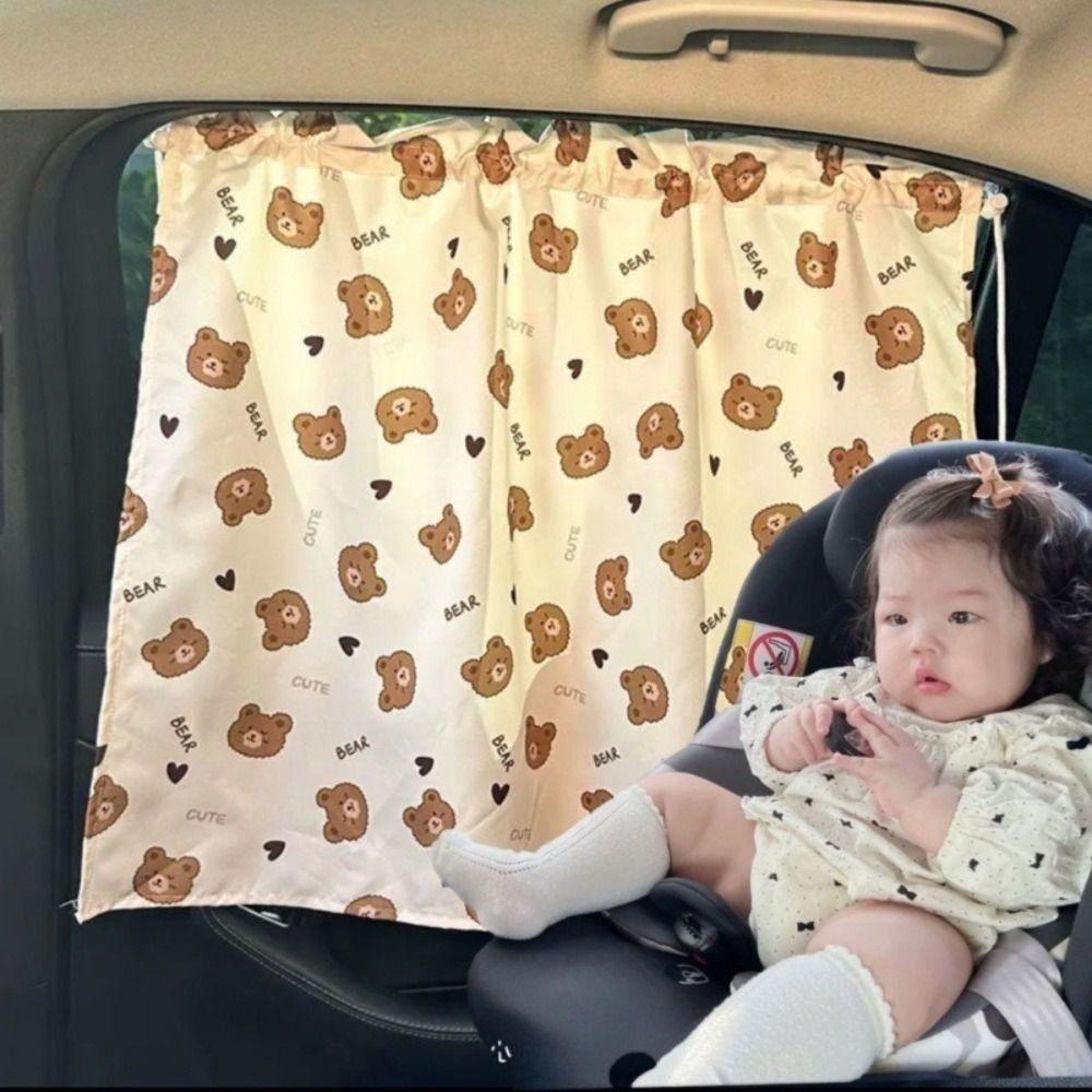 Embroidered Car Window Sunshade Suction Cup Auto Sliding Curtain  For Kid Baby Children