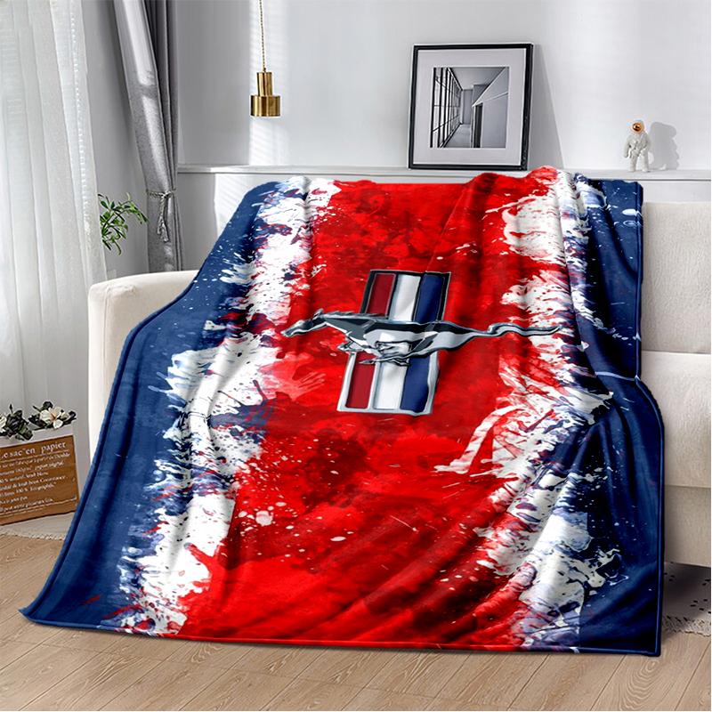 3D Mustang Racing Car Sign GTR Soft Plush Blanket,Flannel Blanket Throw Blanket for Living Room Bedroom Bed Sofa Cover Gift