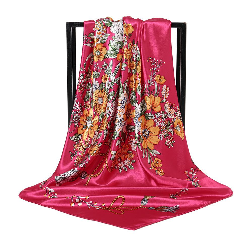 Spring and Autumn Women's Cashew Print Square Scarf Fashion Commuting Versatile Headscarf Stained Rose Square Scarf