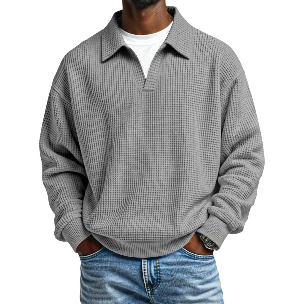 Men's Collarless Casual Sweatshirt Without Buttons