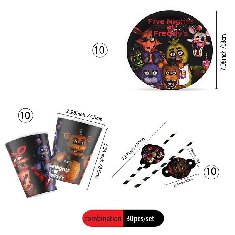 Декор для дня рождения Five Night At Freddys FNAF Тарелка Стаканчик Трубочка Скатерть для Мероприятий Одноразовая Посуда Баннер