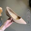 Остроносые балетки женские 2025 новая весна и осень французские черные на скрытой платформе туфли с мелким вырезом универсальные туфли для работы