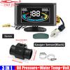 ZMFJH Multifunctional Digital LCD Gauge Car 3IN1 Oil Pressure+Water Temperature Meter+Voltage with Alarm Sensor Adapter 26-40mm