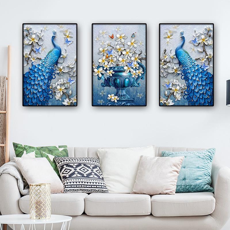 3 шт./компл. картины на холсте с павлином, настенные художественные картины, принт, винтажный декор, настенные украшения для декора гостиной