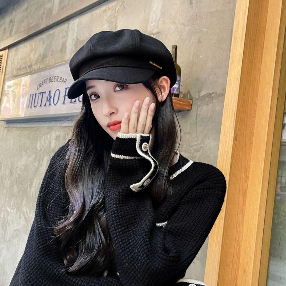 For Women Artist Hat For Girls Korean Style Octagonal Cap Woolen Beret Women Visors Cap Painter Hat