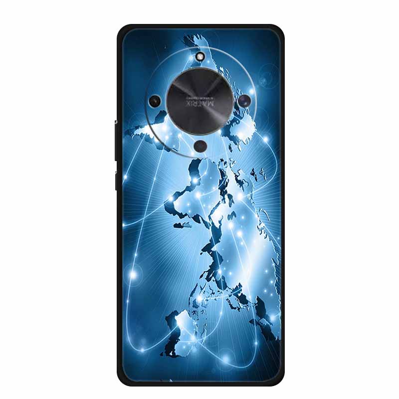 Чехол для телефона для Honor X70 5G 2025 Чехол X 70 Coque Цветы Черный Силикон Мягкая Задняя крышка для Honor X70 Чехлы HonorX70 Funda 6.79"