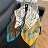 Color block silk scarf Korean version printing color matching scarf twill silk large square scarf 91x91cm shawl sunscreen travel headscarf
