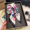 Spring and Autumn NEW Floral Square Scarf Women Satin Shawl Wrap Hijab Female Hair Luxury Headkerchief Sun Protection Bandana
