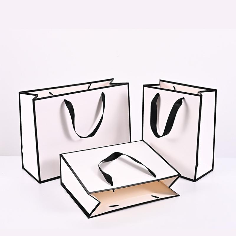 Golden Border Tote Pouches Paper Bag with Handle DIY Crafts Clothing Gift Box Sacks Black Border Birthday Christmas Wedding and Bridesmaid Gift Bags