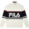Fila 2023 Autumn New Knit Sweater Comfortable Casual Color Block Splicing Stand Collar Unisex Sweater Cloud-Mushroom-White F11U349402F-WT