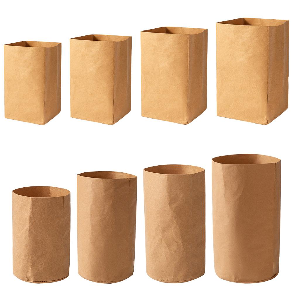 Kraftpaper Bags Multiuse 4 Sizes Foldable Washable Degradable for Storing For Plants Potatoes and Office Supplies