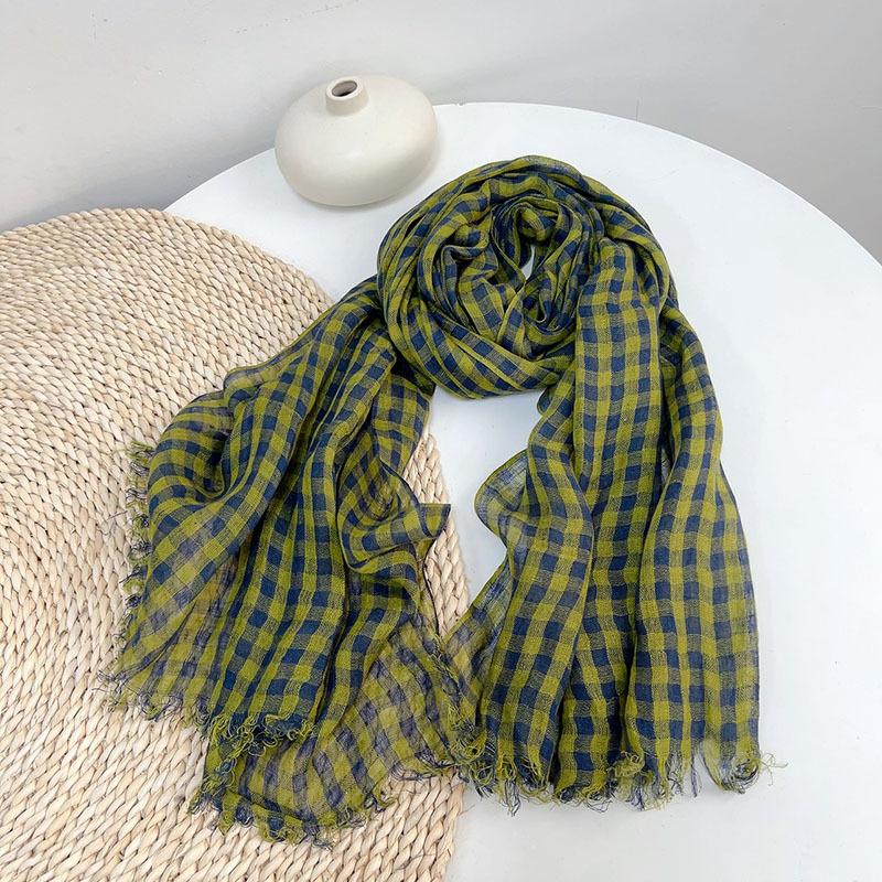 Retro Vacational Scarf Women's Spring And Summer Breathable Linen Beach Sunscreen Scarves