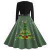 Women's Fashion Vintage Long Sleeve Square Neck Christmas Printed Evening Party Dresses Dresses