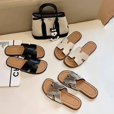 Овчина~ У Ван Сяоду такие же повседневные шлепанцы-шлепки на плоской подошве для женщин, летние, для пляжного отдыха, крутые шлепанцы