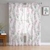 Watercolor Flower Lily Tulle Curtains For Living Room Sheer Curtain For Bedroom Kitchen Blinds Voile Curtains