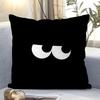Chic Black Throw Pillow Cover with Cute Cartoon Eyes - Unique Home Decor Accent