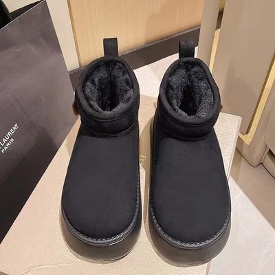 Короткие зимние сапоги, женские зимние новые универсальные сапоги на толстой подошве, утепленные бархатом, теплые хлопковые сапоги