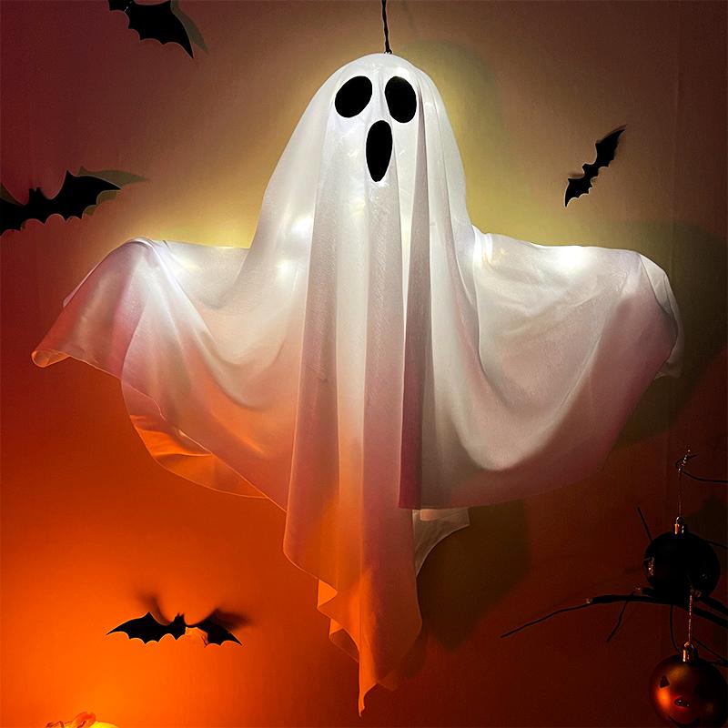 Halloween Party LED Glow Ghost Home Indoor Outdoor Decoration Supplies Haunted House Bar Hanging Horror Props with Lights