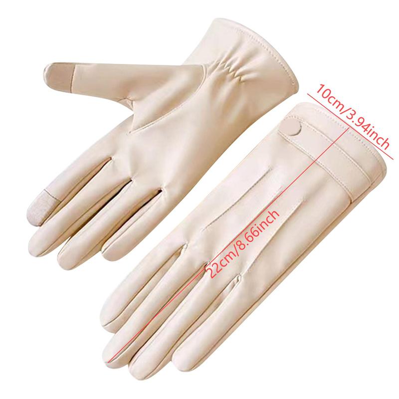 Осенне-зимние женские кожаные теплые бархатные перчатки нескользящие перчатки для сенсорного экрана для велоспорта