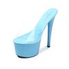 Super High Heels 17CM Thin Heel Waterproof Platform Sandals Women's Transparent Crystal Shoes Wedding Shoes LFD