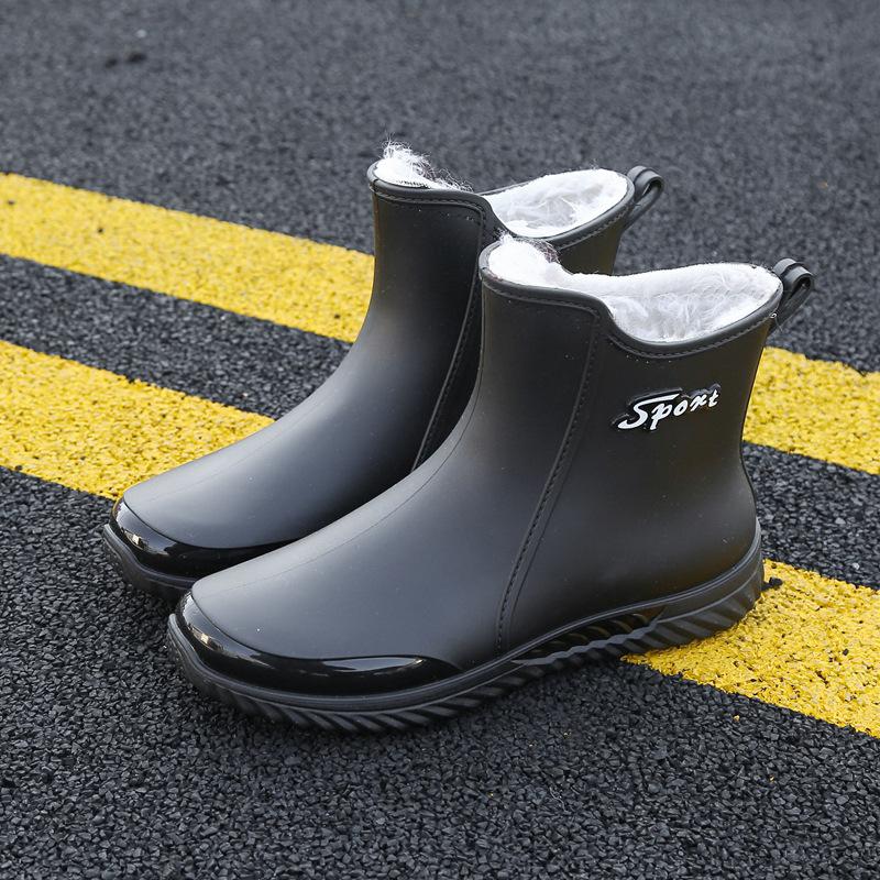 2025 новые дождевики мужские короткие водонепроницаемые резиновые ботинки повседневные сапоги для рыбалки автомойки рабочие водонепроницаемые сапоги нескользящие бархатные дождевики