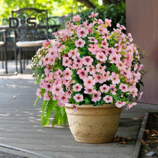 1/2Pcs Artificial Violet Flower with Stake UV Resistant Faux Plastic Flower Spike Indoor Outdoor Garden Porch Patio Wedding Party Decoration