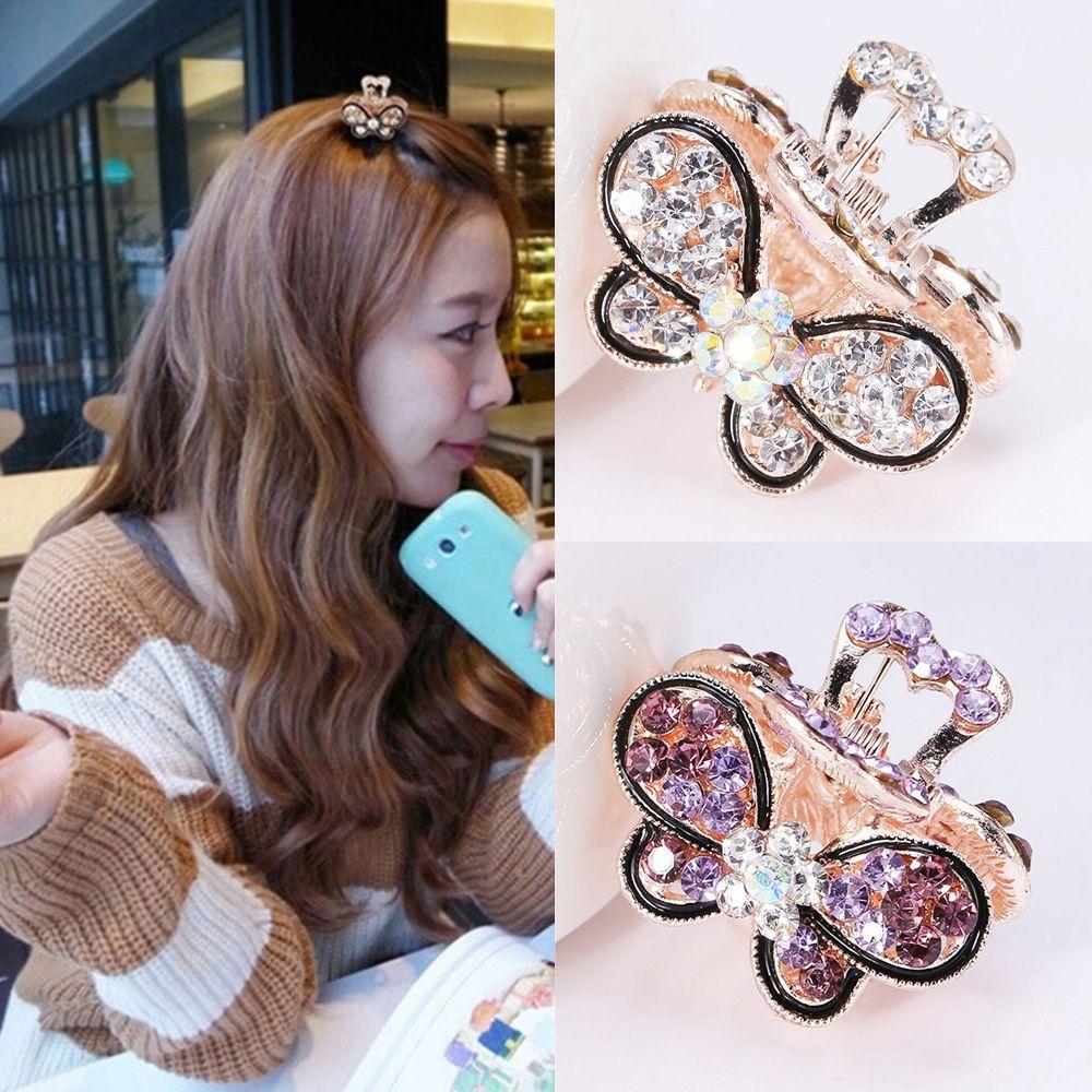 Fashion Women Gifts Crystal Rhinestone Claw Barrette Hair Clip Claw Mini Butterfly Hairpins