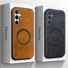 Матовый кожаный чехол для телефона Samsung A56 A16 A26 A36 A55 A35 A25 A15 A54 A34 A14 A53 с автомобильным магнитным держателем, защитная крышка