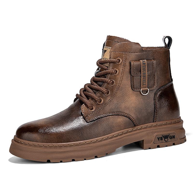 Retro Leather Martin Boots British Style Retro Wear-resistant Leather Shoes Live Broadcast Explosion Help Boots Men's Shoes