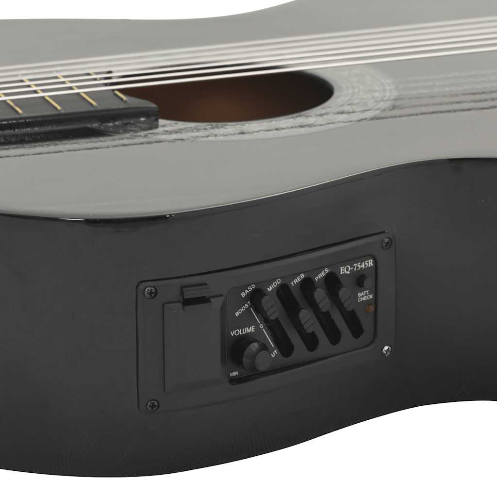 Western Guitar with Cutaway Equalizer and 6 Strings Black