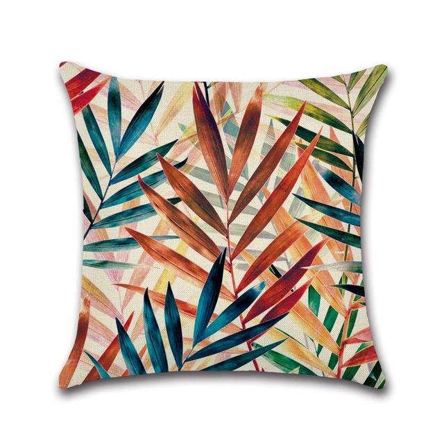 Tropical Plant Cushion Cover Green Leaves Decorative Pillowcase For Sofa Linen Throw Pillow Case Funda De Almohada Poszewka