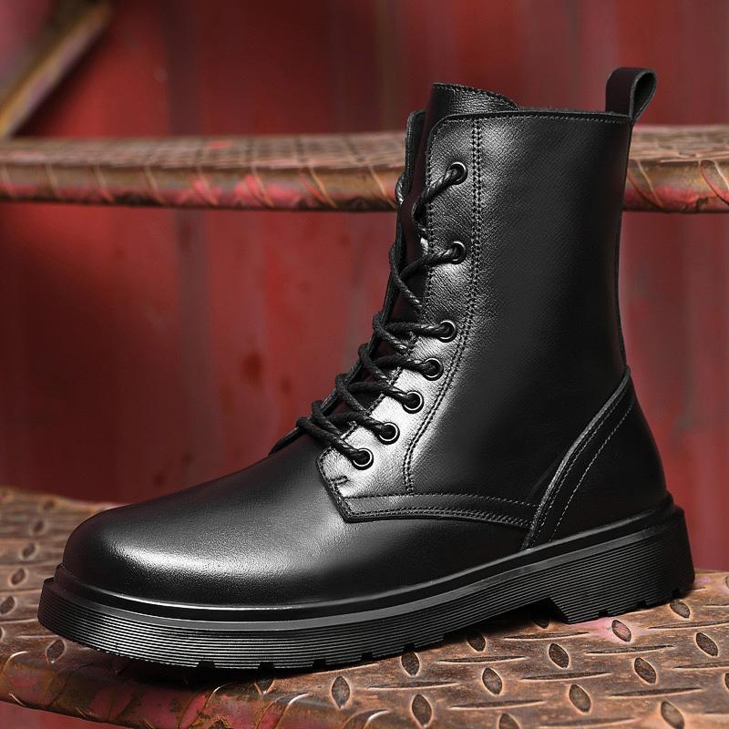 Мужские ботинки из натуральной кожи, повседневная обувь для отдыха на открытом воздухе, зимние теплые ботинки для снега, высокие дизайнерские рабочие ботинки, высококачественные мужские ботинки