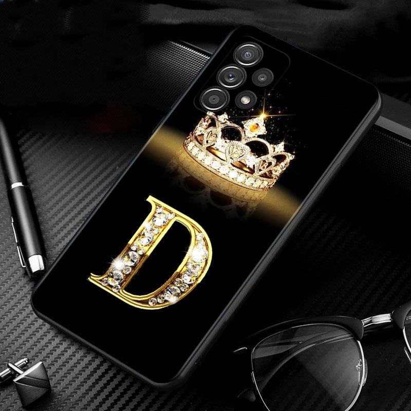 Для Samsung Galaxy A21s A02s A03s A12 A02 A51 A71 A41 A31 A11 A01 A72 A52 A42 A32 A22 A52s чехол с бриллиантовой короной и буквенным номером