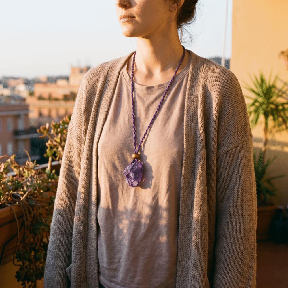 Elegant Healing Crystals Necklace Unique Rope Wrap Necklace Daily Wear