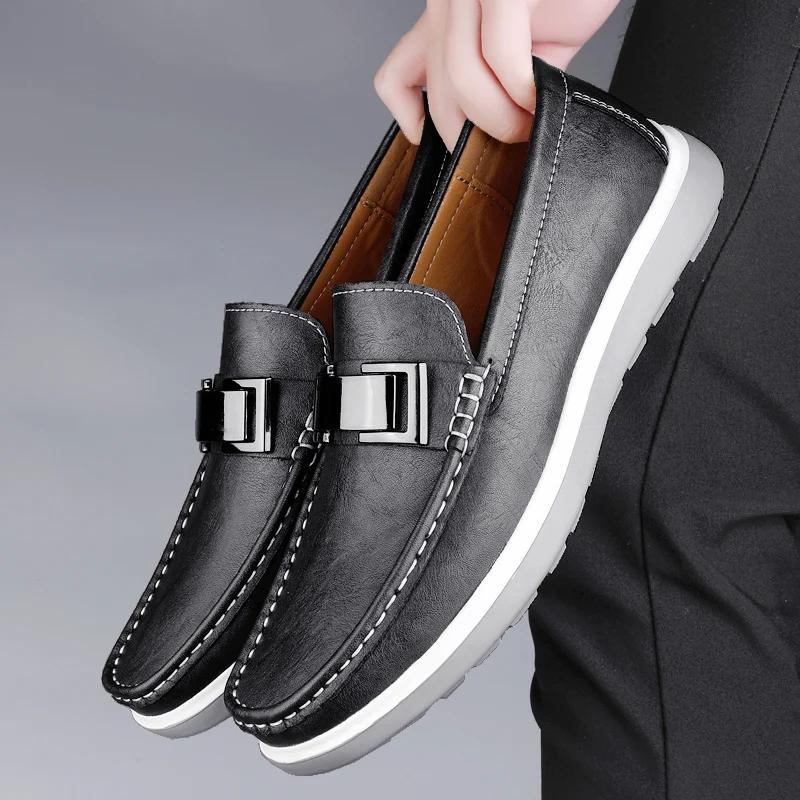 Fashion British Style Fashion Casual Shoes for Men Business Loafers Genuine Leather Dress Designer Shoes Summer Driving Shoes Mocassins