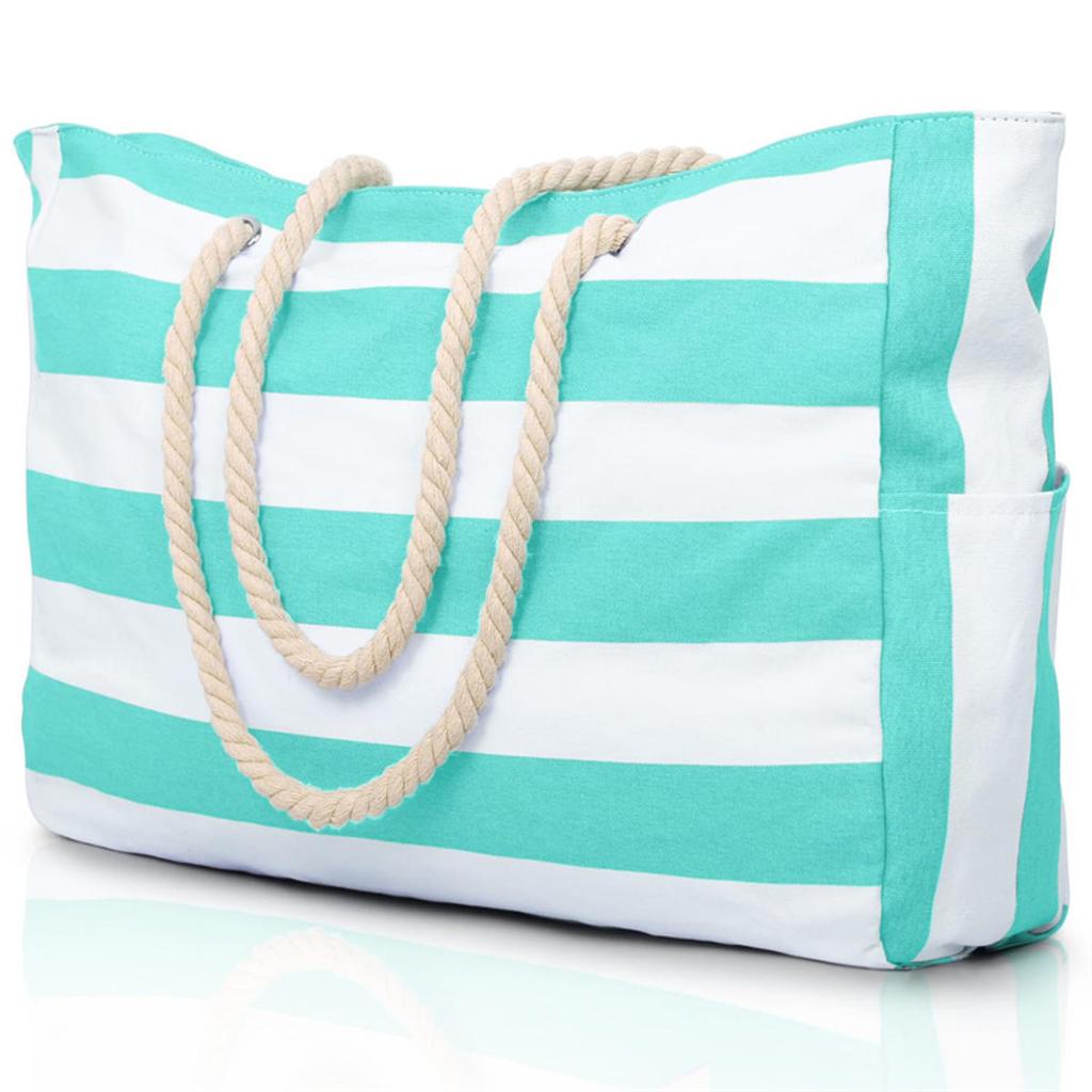 Women's Handbag Large Capacity Stripes Tote Pouch for Women Foldable Beach Bag Waterproof and Sand Resistant Travel Bag