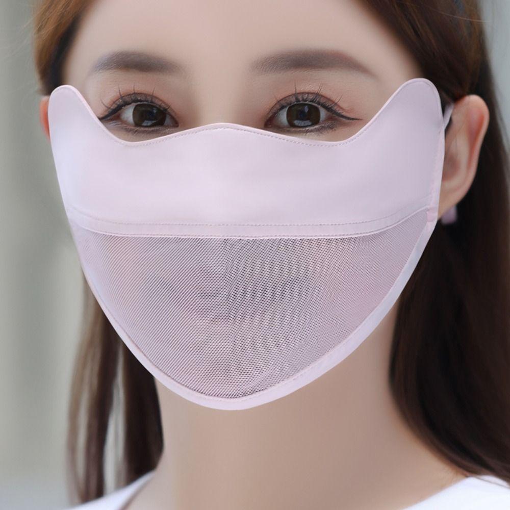 UV Protection Ice Silk Face Scarf Solid Color Anti-uv Face Cover Breathable Sunscreen Veil Outdoor