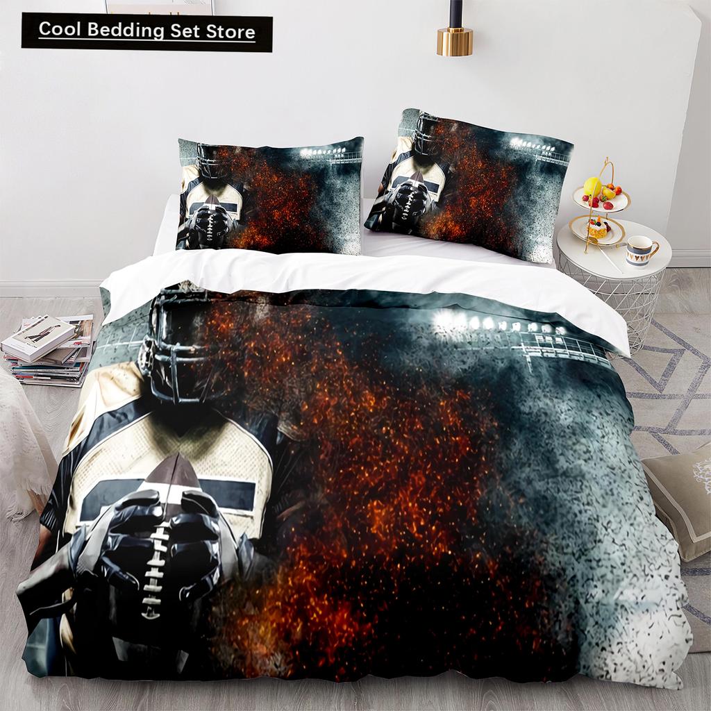 Американский футбол King Queen Пододеяльник с рисунком игрока в регби Комплект постельного белья для детей, подростков, взрослых, мяч, спорт, полиэстеровый пододеяльник