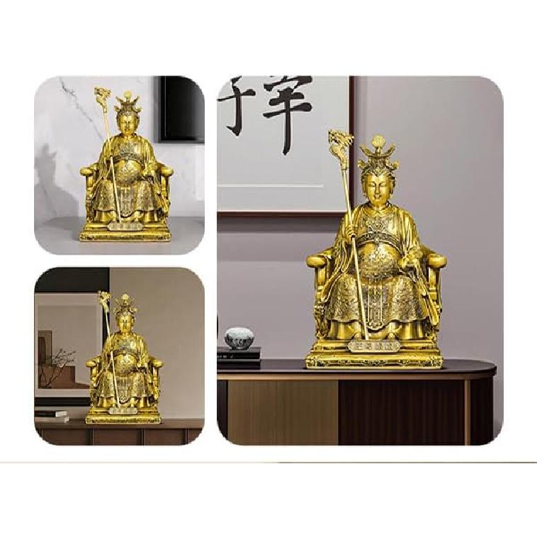 Aris & Juno Brass Queen Mother of the West Feng Shui Statue – Chinese Longevity & Blessing Figurine for Entryway, Home Office Desk or Shelf Decor,