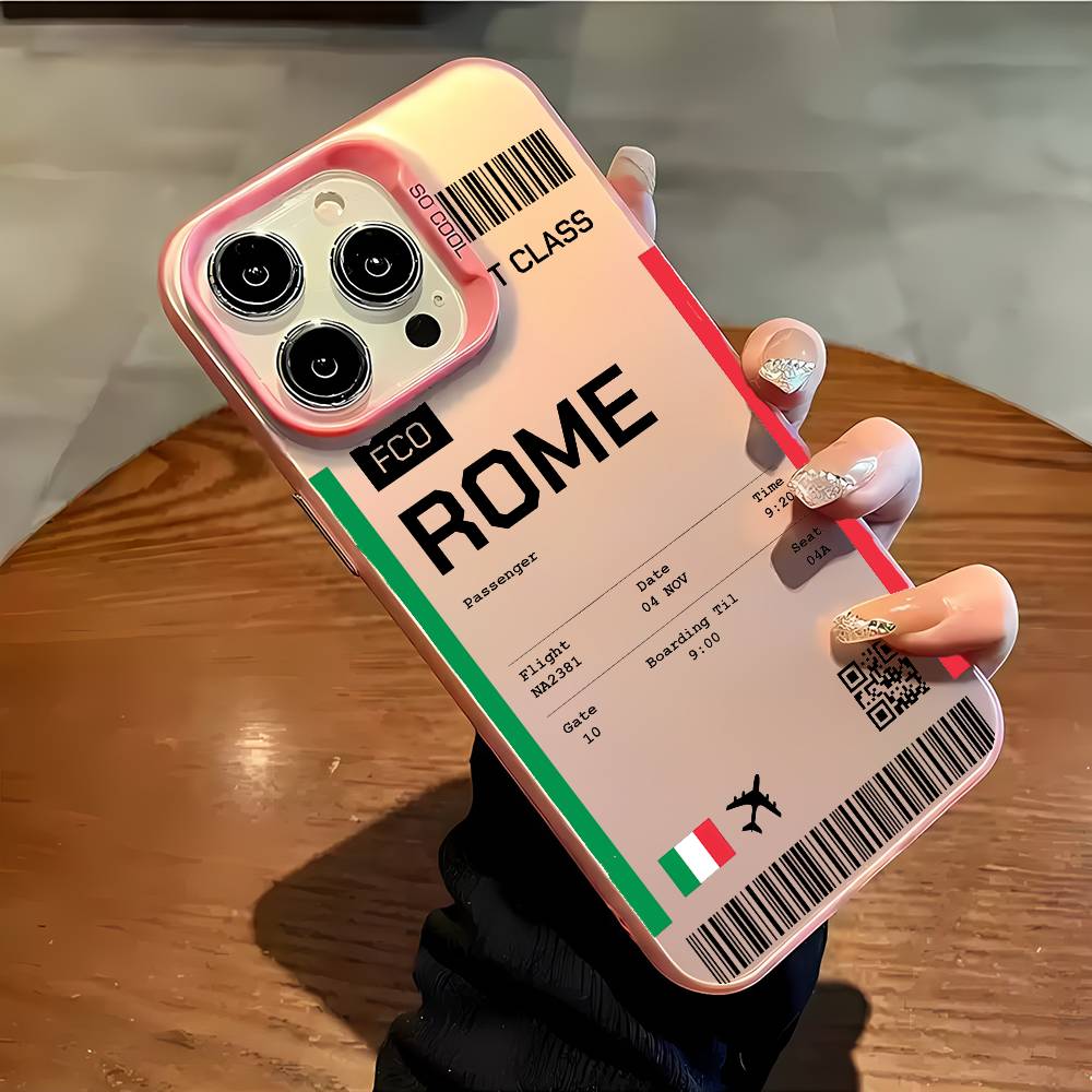 Италия Авиабилет Чехол для телефона iPhone 16 15 14 13 12 11 Plus Pro Max разноцветный Лазерный Аврора Ударопрочный Funda Чехол