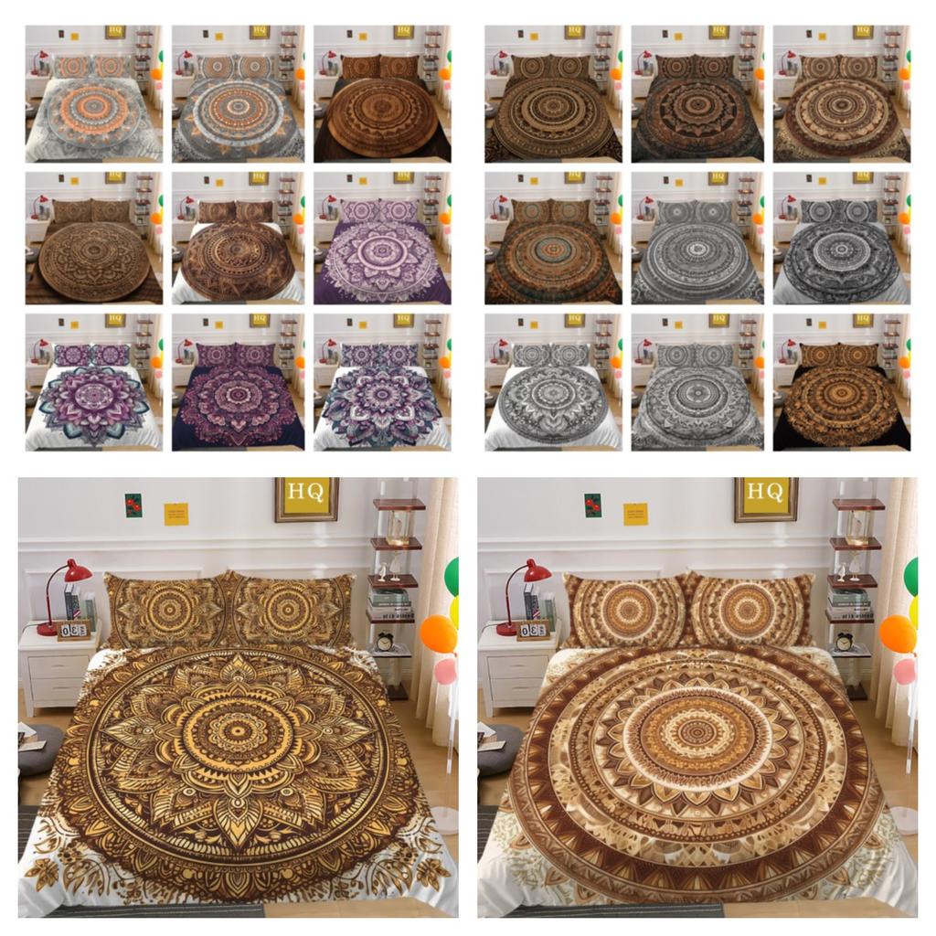 Mandala Printed Bedspreads Twin Size Microfiber Bedding Cover Cool Boy Fashion Duvet Cover Set Bedroom Decor