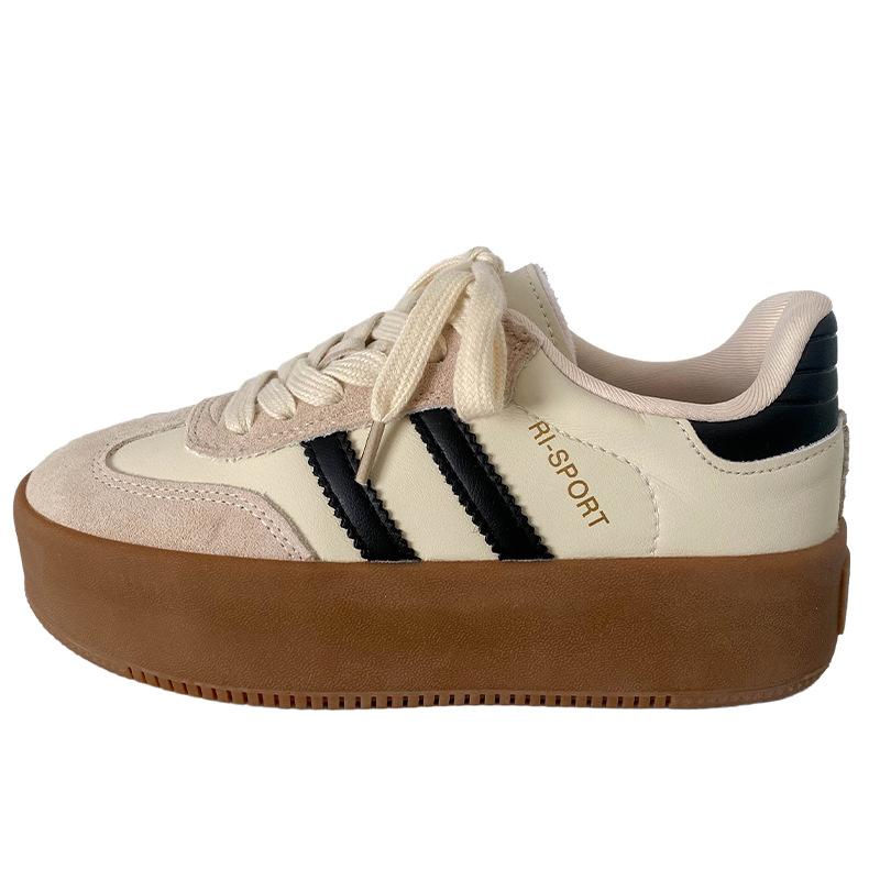 XY-A210 latex insole/thick sole heightening German training shoes women's board shoes little white shoes 2025 spring new round head