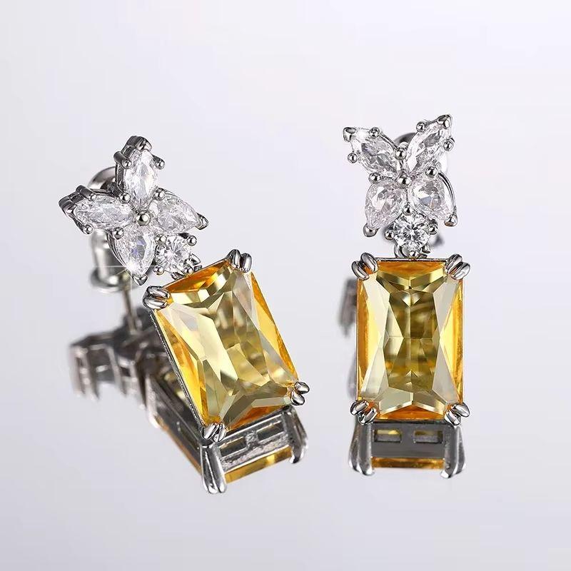 Women's Sparkling Water Drop Earrings Elliptical Geometric Zircon CZ Simple Luxury Engagement Fashion Jewelry Accessory