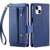 Винтажный чехол-кошелек с текстурой личи для iPhone 15 Plus 14 13, с несколькими отделениями, книжка, подставка, защитный чехол