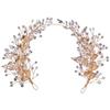 2026 European and American Silver Alloy Leaf Shape Handmade Pearl Hairpin, Bridal Branch Inlaid with Crystal Headband