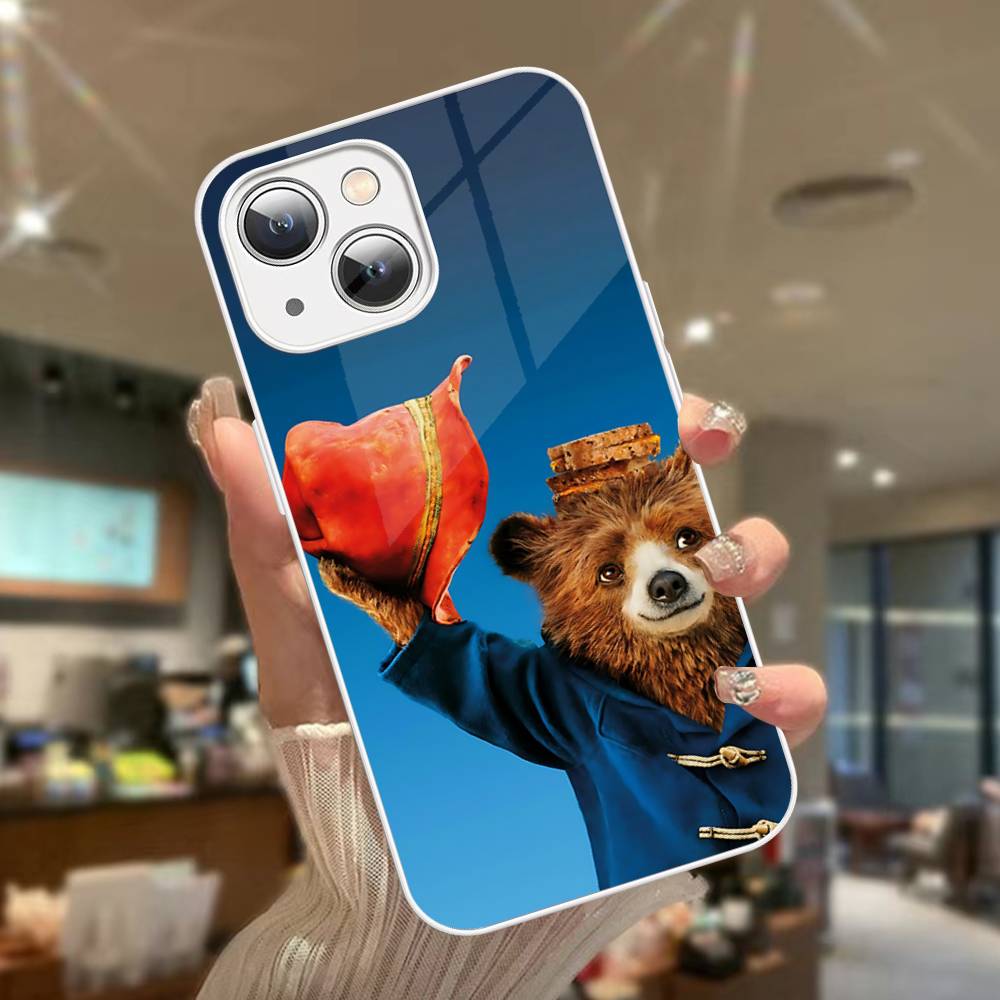 Cute P-Paddingtons Bear For IPhone 14 13 12 Mini 11 Pro XS Max X XR 14 Plus Tempered Glass Cover