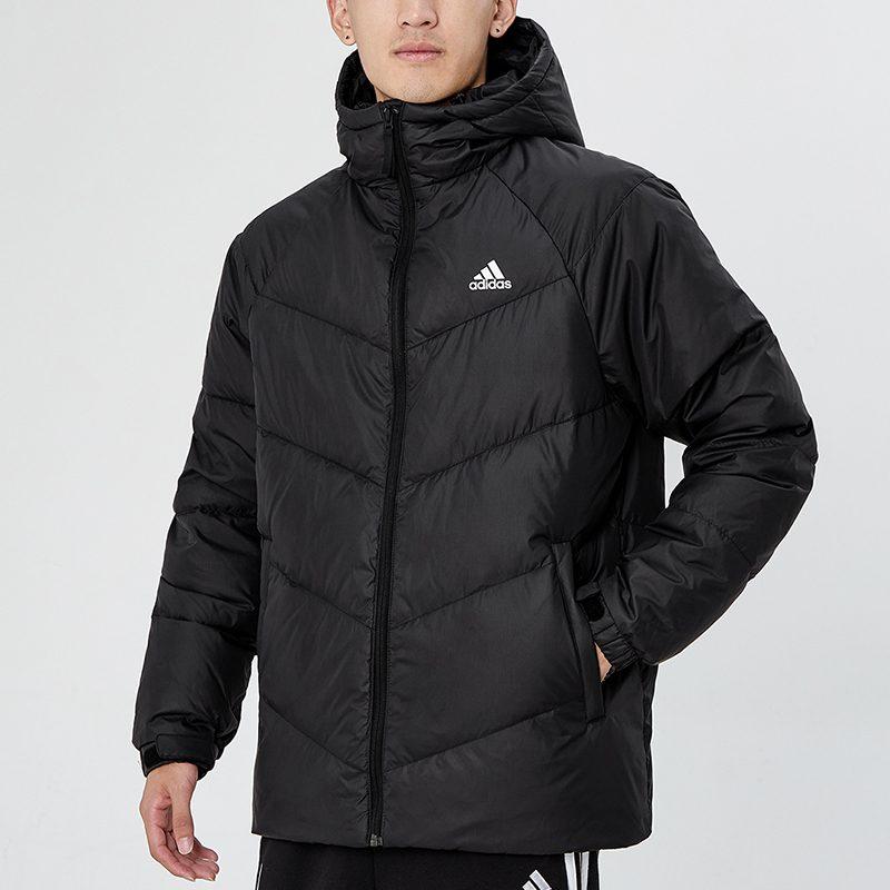 adidas Пуховики Мужские Черные С Капюшоном Умеренные Другие H20783