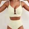Женский новый однотонный тонкий купальник бикини с высокой талией и высокой талией