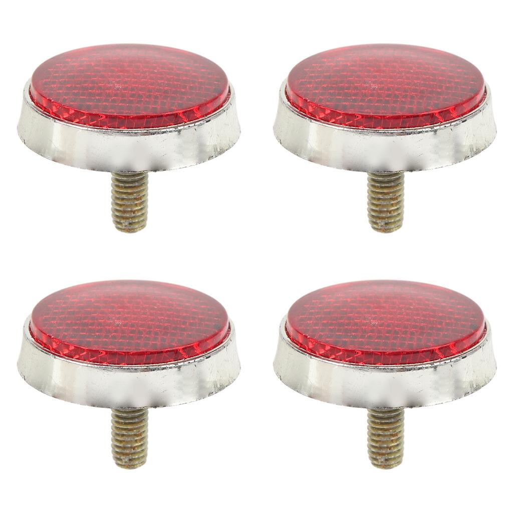 4Pcs Round Reflector 42mm High Brightness Waterproof Stylish Red Safety Reflector For M6 Thread Motorbike ATV Scooters