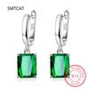 Квадратные Серьги-гвоздики из Серебра 925 пробы с Натуральными Голубым Топазом, Аметистом, Цитрином, Гранатом, Созданным Сапфиром, Рубином, Изумрудом